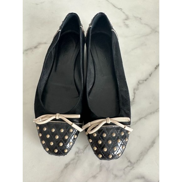 TODS Black Driving Style Ballet Flats Sz 36.5/6.5 - Picture 2 of 6